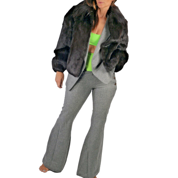 Vintage Burgundy Brown Rabbit and Goat Fur WInter Dino Ricco Coat Jacket Size M - Picture 7 of 8